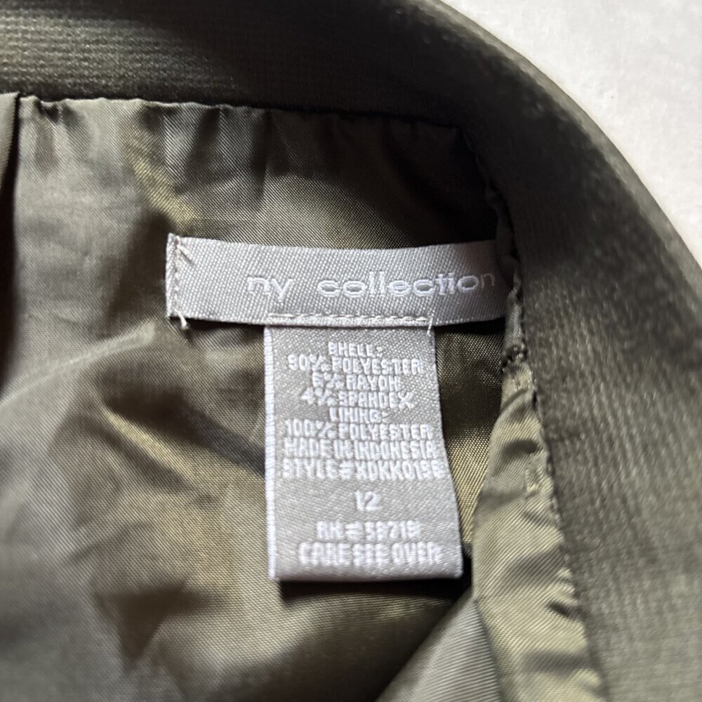 NY Collection Size 12 Lined. Zip Back Dark Olive Skirt - Picture 3 of 7